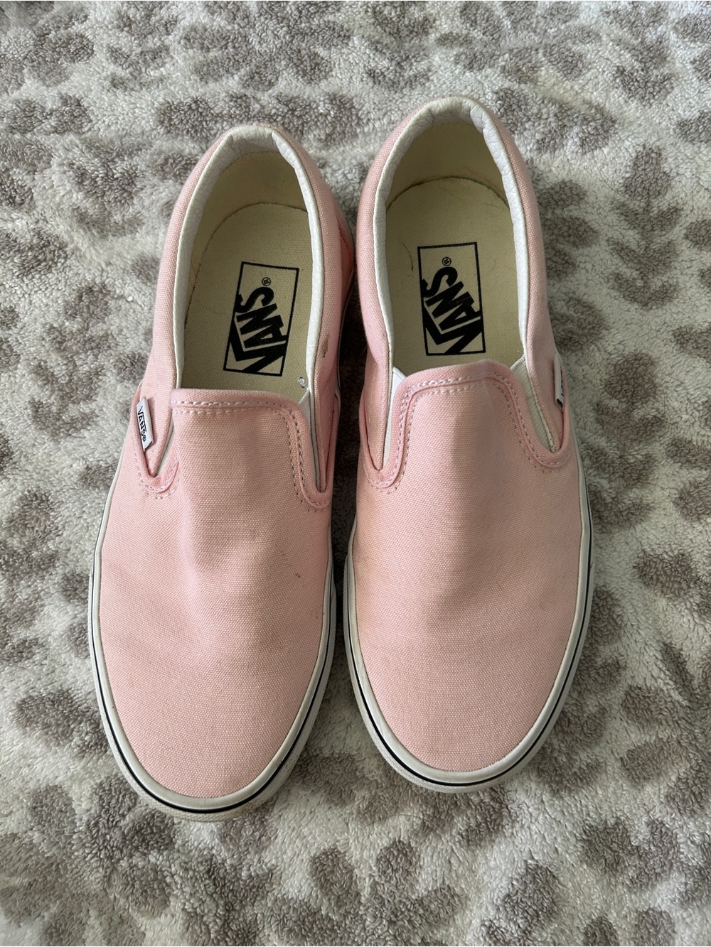 Vans Classic Slip-On Canvas Sneakers in Pale Pink